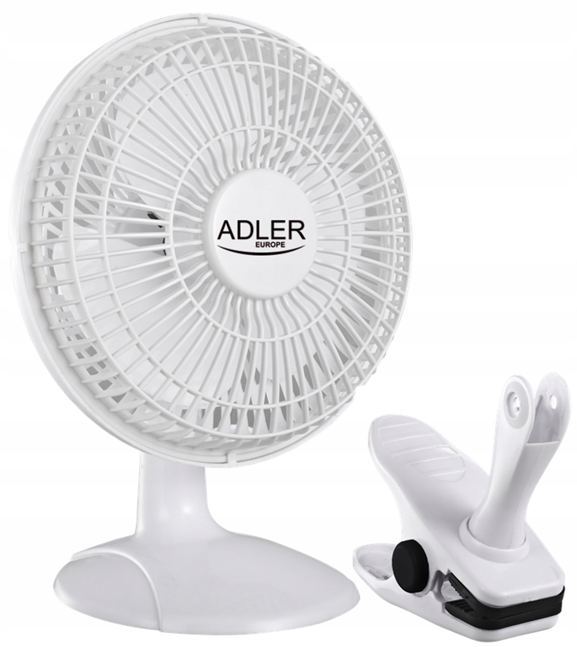 Biely stolný ventilátor s klipom